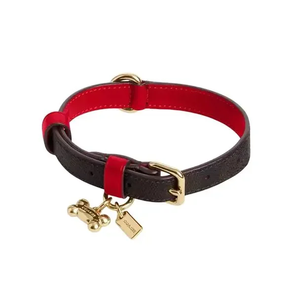 COACH Signature C Leather Canvas Pet Dog collarnew